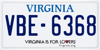 VA license plate VBE6368
