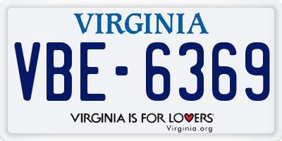 VA license plate VBE6369