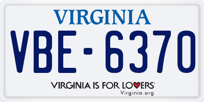 VA license plate VBE6370