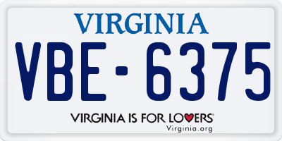 VA license plate VBE6375