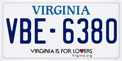 VA license plate VBE6380