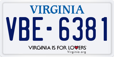 VA license plate VBE6381