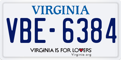 VA license plate VBE6384