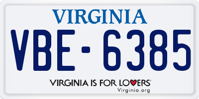 VA license plate VBE6385