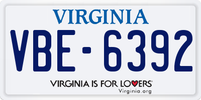 VA license plate VBE6392