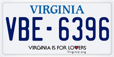 VA license plate VBE6396