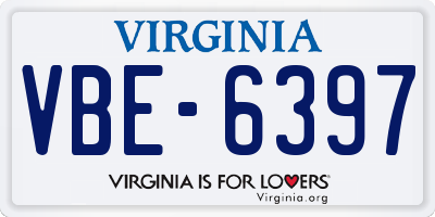 VA license plate VBE6397