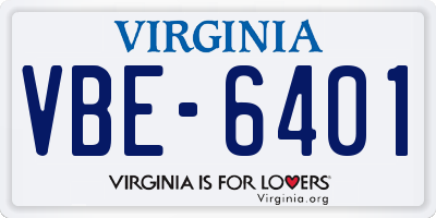 VA license plate VBE6401