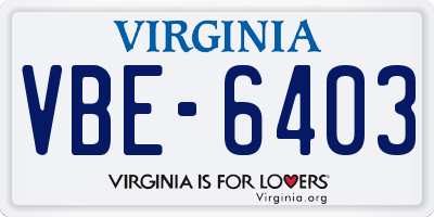 VA license plate VBE6403