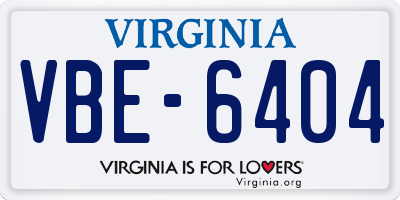 VA license plate VBE6404