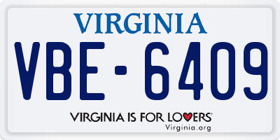 VA license plate VBE6409