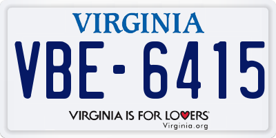 VA license plate VBE6415