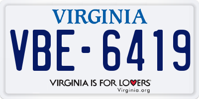 VA license plate VBE6419