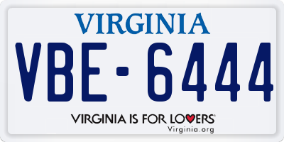 VA license plate VBE6444