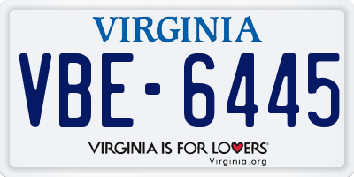 VA license plate VBE6445