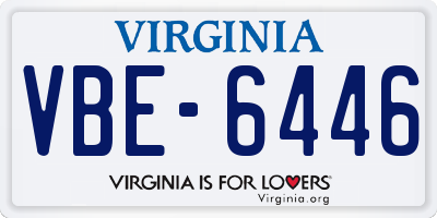 VA license plate VBE6446