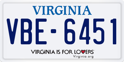 VA license plate VBE6451