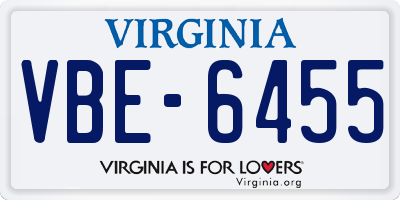 VA license plate VBE6455