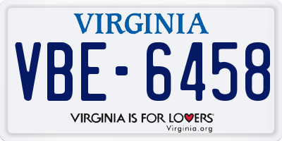 VA license plate VBE6458