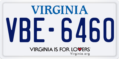 VA license plate VBE6460