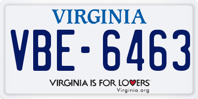 VA license plate VBE6463