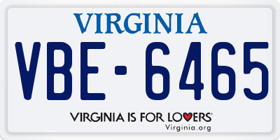 VA license plate VBE6465
