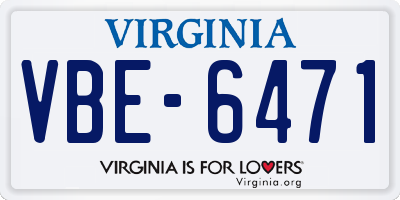 VA license plate VBE6471