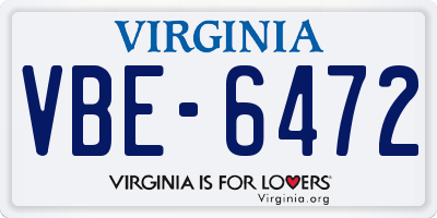VA license plate VBE6472