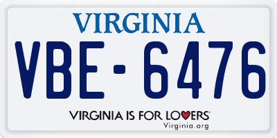 VA license plate VBE6476