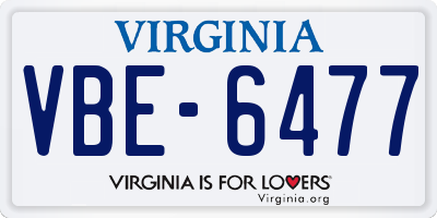 VA license plate VBE6477