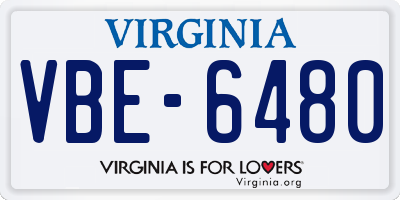 VA license plate VBE6480