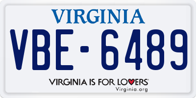 VA license plate VBE6489