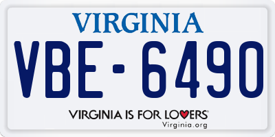 VA license plate VBE6490