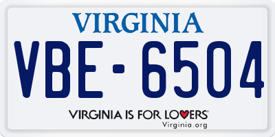 VA license plate VBE6504
