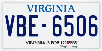 VA license plate VBE6506