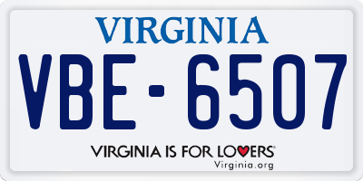 VA license plate VBE6507