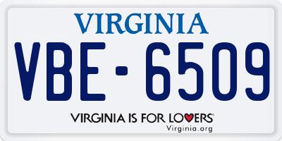 VA license plate VBE6509