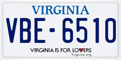 VA license plate VBE6510
