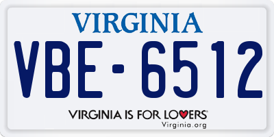 VA license plate VBE6512