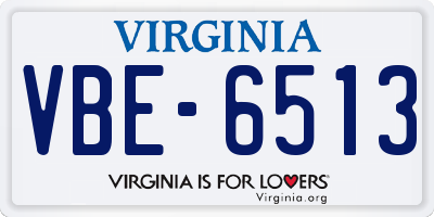 VA license plate VBE6513
