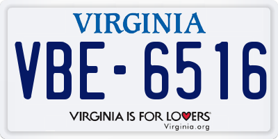 VA license plate VBE6516