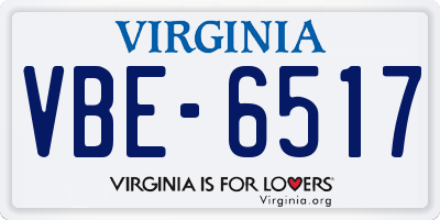 VA license plate VBE6517