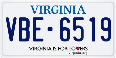 VA license plate VBE6519