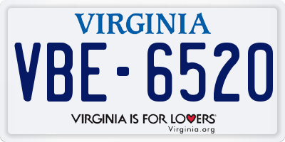 VA license plate VBE6520