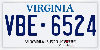 VA license plate VBE6524