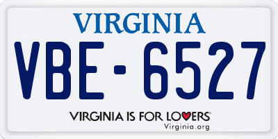 VA license plate VBE6527