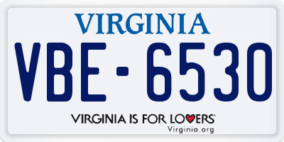 VA license plate VBE6530