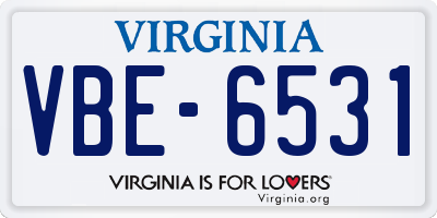 VA license plate VBE6531