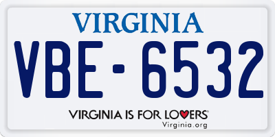 VA license plate VBE6532