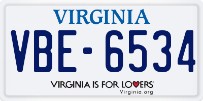 VA license plate VBE6534